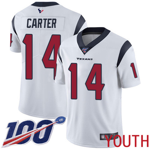 Houston Texans Limited White Youth DeAndre Carter Road Jersey NFL Football 14 100th Season Vapor Untouchable
